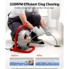 VEVOR Drain Cleaner Machine 66FT x 5/8 Inch, 250W Electric Sewer Snake Auger Manual Feed - with 2 Sectional Steel Cables (66' x 5/8" and 15' x 3/8"), 7 Cutters and CW/CCW Control for 1.6" to 4" Pipes