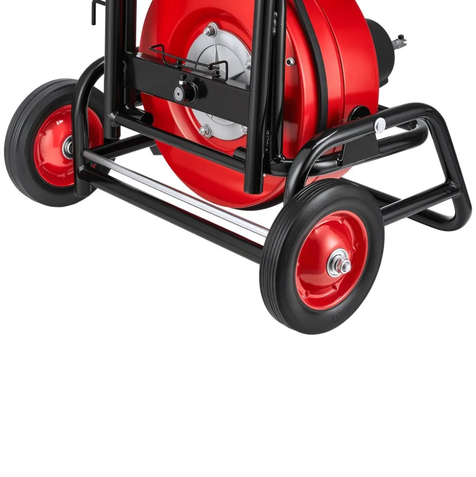 VEVOR Drain Cleaner Machine 75 FT x 1/2 Inch, Auto Feed Sewer Snake Auger, Portable Drain Cleaning Machine with Climbing Wheels, Adjustable Drum, 8 Cutters & Foot Switch for 2" to 6" Pipes