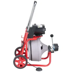 VEVOR Drain Cleaner Machine 75 FT x 3/8 Inch, Auto Feed Sewer Snake Drain Auger on Wheels, Portable Drain Cleaning Machine with 8 Cutters & Air-Activated Foot Switch for 2