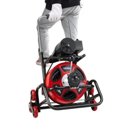 VEVOR Drain Cleaner Machine 100 FT x 1/2 Inch, Auto Feed Sewer Snake Auger, Portable Drain Cleaning Machine with Climbing Wheels, Adjustable Drum, 8 Cutters & Foot Switch for 2