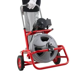 VEVOR Drain Cleaner Machine 75 FT x 3/8 Inch, Sewer Snake Auger on Wheels, Manual Feed Drain Cleaning Machine with Adjustable Drum Angle, 6 Cutters & Air-activated Foot Switch for 2