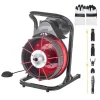 VEVOR Drain Cleaner Machine 50 FT x 1/2 Inch, Auto Feed Sewer Snake Auger on Wheels, Portable Drain Cleaning Machine with 4 Cutters & Air-activated Foot Switch for 2" to 6" Pipes