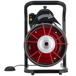 VEVOR Drain Cleaner Machine 50 FT x 1/2 Inch, Auto Feed Sewer Snake Auger on Wheels, Portable Drain Cleaning Machine with 4 Cutters & Air-activated Foot Switch for 2