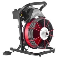 VEVOR Drain Cleaner Machine 50 FT x 1/2 Inch, Auto Feed Sewer Snake Auger on Wheels, Portable Drain Cleaning Machine with 4 Cutters & Air-activated Foot Switch for 2