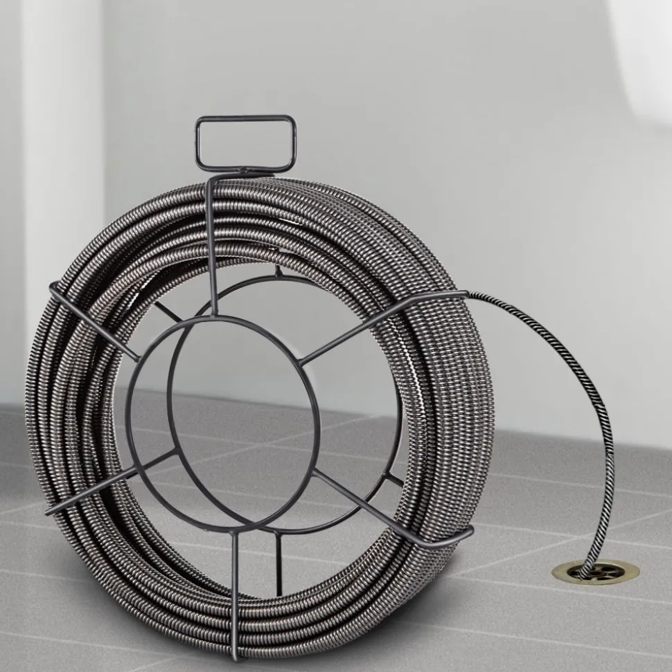VEVOR Drain Cleaning Cable 75 Feet x 3/8 Inch Solid Core Cable Sewer Cable Drain Auger Cable Cleaner Snake Clog Pipe Drain Cleaning Cable Sewer Drain Auger Snake Pipe
