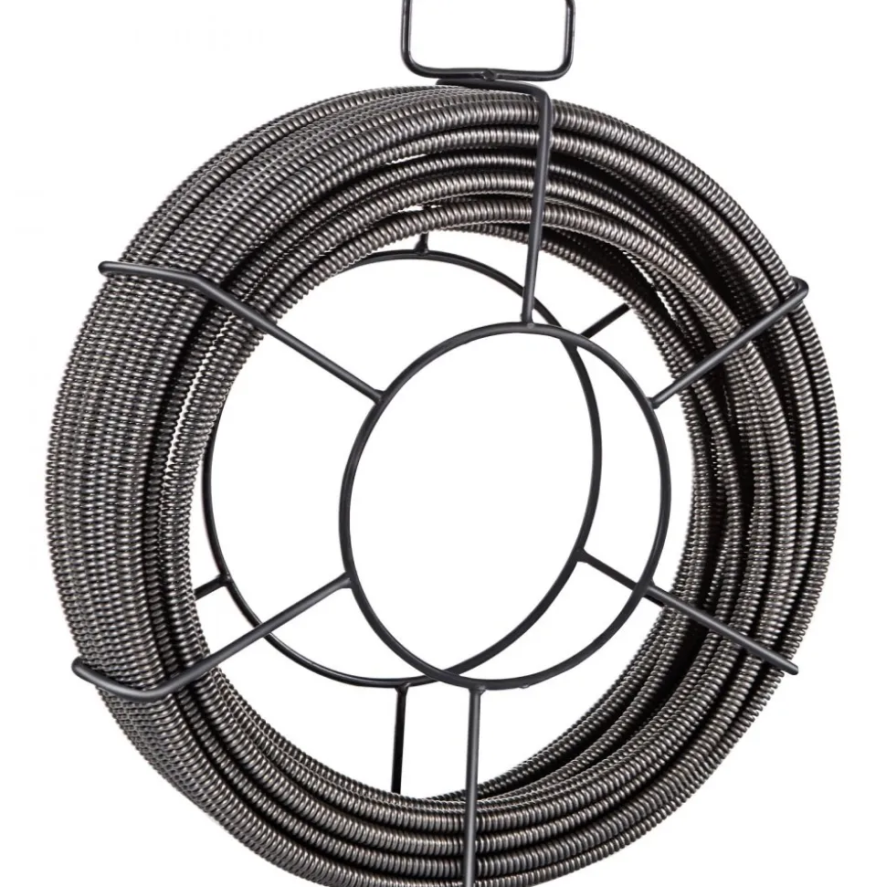 VEVOR Drain Cleaning Cable 100 FT x 3/8 Inch, Solid Core Steel Sewer Cable with 4 Cutter for 2" to 4" Pipes, Sewer Auger Cleaner Cable for Sink, Floor Drain, Toilet