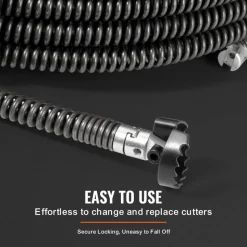 VEVOR Drain Cleaning Cable 66 FT x 5/8 Inch, Professional Sectional Drain Cleaner Cable with 7 Cutters for 0.8