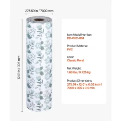 VEVOR Drawer and Shelf Liner for Kitchen Cabinet, Non-Adhesive Non-Slip Thick Refrigerator Liners, Waterproof Shelf Paper, Cupboard Bathroom Drawer Mats, PVC Fridge Lining for Shelves, Floral, 23 FT