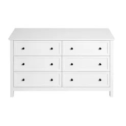 VEVOR 6 Drawer Dresser, Wooden Chest of Drawers with Sliding and Anti-tip Device, Retro Minimalist Dresser Chest, Closet Storage TV Stand Organizer for Living Room, Hallway, Bedroom, Entryway, White