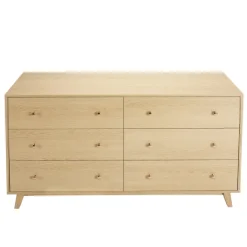 VEVOR 6 Drawer Dresser, Wooden Chest of Drawers with Sliding with Anti-tip Device, Modern Minimalist Dresser Chest, Closet Storage Organizer for Living Room, Hallway, Bedroom, Entryway, Light Wood