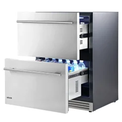 VEVOR Drawer Refrigerator, 24 in Undercounter Beverage Fridge, Large Capacity, Drink Cooler with 304 Stainless Steel Drawers, Temp Control, Powerful Compressor, for Kitchen, Office & Game Room