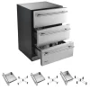 VEVOR 3-Drawer Refrigerator, 24 in Undercounter Beverage Cooler, Large Capacity Drink Fridge, 3 Separate Storage Zones, 304 Stainless Steel Drawers, Fast Cooling, for Kitchen, Game Room & Home Bar