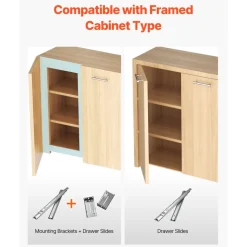 VEVOR Drawer Slides Brackets, 10 Pairs Drawer Rails for 100 LBS Side Mount Ball Bearing Rail, Heavy Duty Cabinet Drawer Bracket for Dresser Drawer Track Runners, Kitchen Replacement Part for DIY
