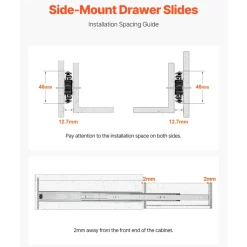 VEVOR Drawer Slides, 18 inch, 10 Pairs Full Extension Ball Bearing Cabinet Rails, 100 LB Load Capacity Heavy Duty Side Mount Dresser Drawer Slides, Drawer Track Runners for Kitchen DIY Replacement