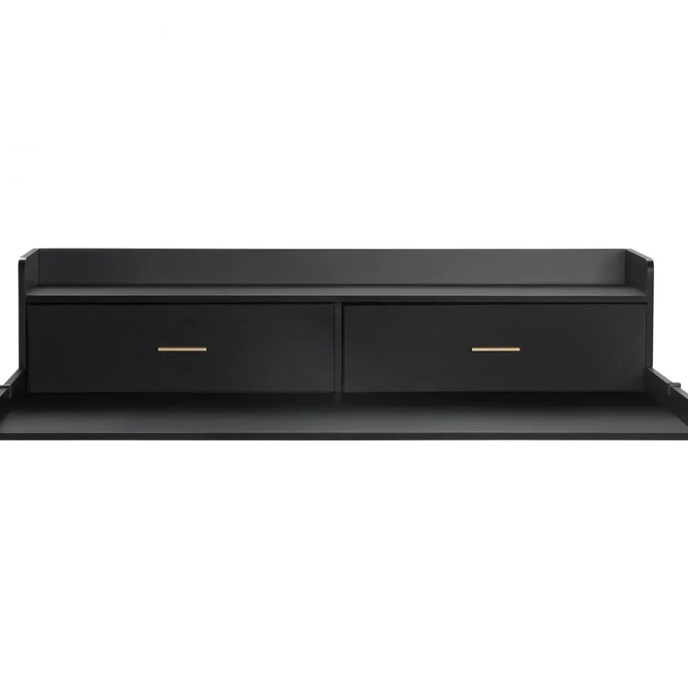 VEVOR 2 Drawers Washer Dryer Countertop with 2-Tier Shelf, 54" x 27" Wooden Washer and Dryer Countertop with Non-Slip Pads, Water-Resistant Laundry Topper for Laundry Room Organization, Black