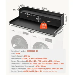 VEVOR 2 Drawers Washer Dryer Countertop with 2-Tier Shelf, 54