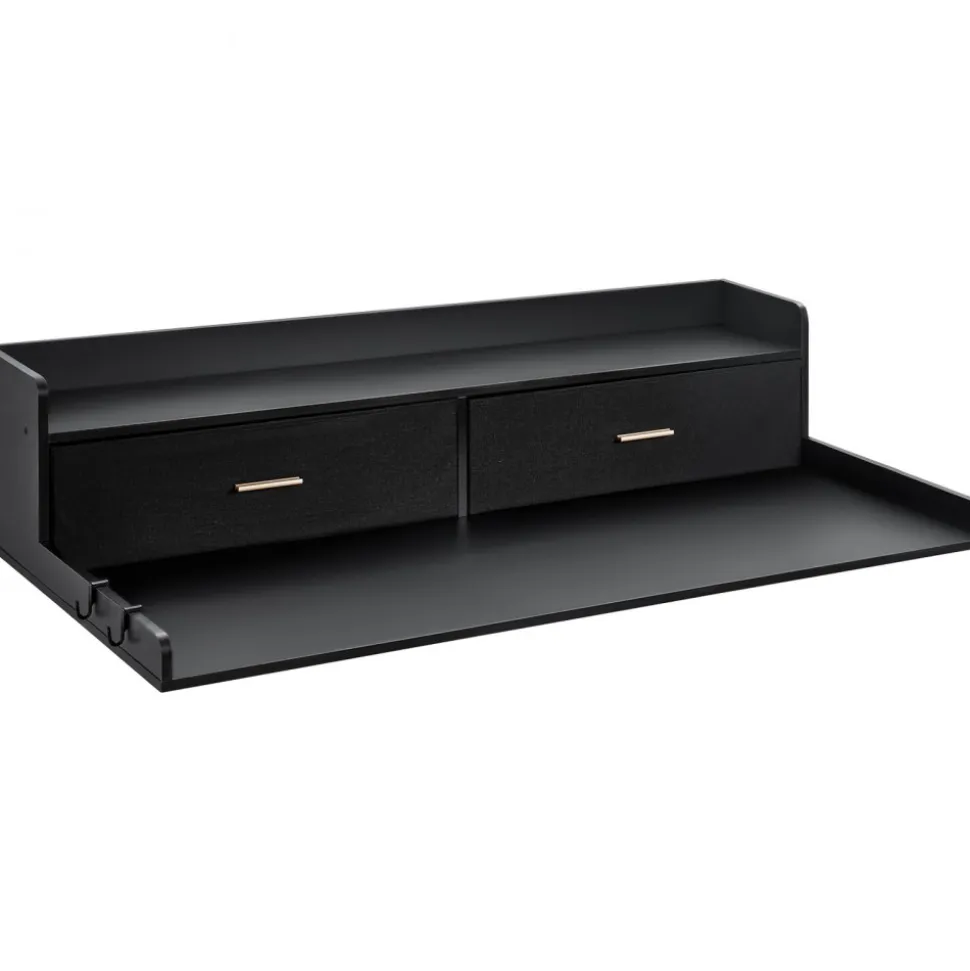 VEVOR 2 Drawers Washer Dryer Countertop with 2-Tier Shelf, 54" x 27" Wooden Washer and Dryer Countertop with Non-Slip Pads, Water-Resistant Laundry Topper for Laundry Room Organization, Black