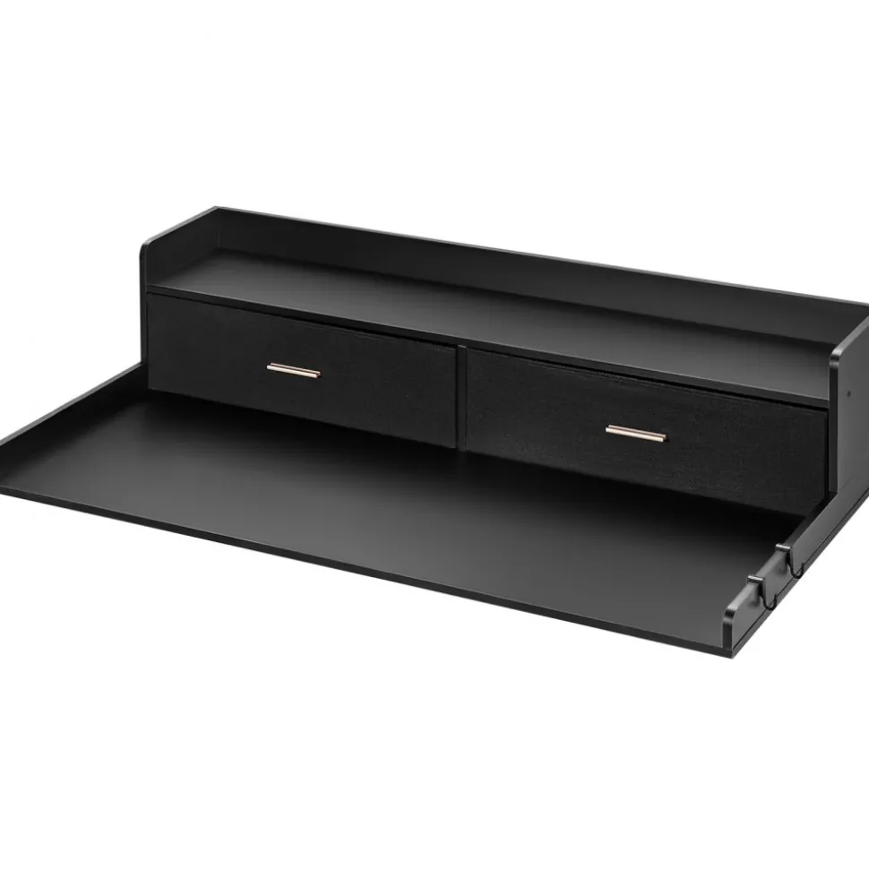VEVOR 2 Drawers Washer Dryer Countertop with 2-Tier Shelf, 54" x 27" Wooden Washer and Dryer Countertop with Non-Slip Pads, Water-Resistant Laundry Topper for Laundry Room Organization, Black