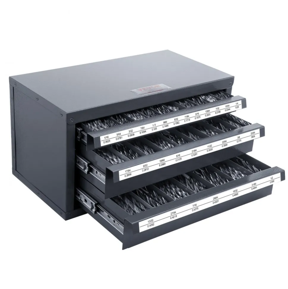 VEVOR Drill Bit Dispenser Cabinet, Five-Drawer Drill Bit Organizer Cabinet for 33/64" to 63/64" Steel Drill Dispenser Organizer Cabinet with Labels, Stackable Drill Dispenser for Drill Bit Storage