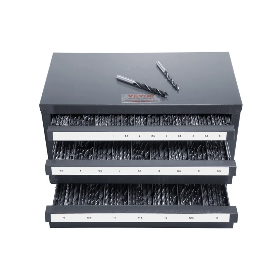 VEVOR Drill Bit Dispenser Cabinet, Three-Drawer Drill Bit Organizer Cabinet for 1mm to 13mm, Steel Drill Dispenser Organizer Cabinet with Labels, Stackable Drill Dispenser for Drill Bit Storage