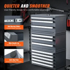 VEVOR Drill Bit Dispenser Cabinet, Five-Drawer Drill Bit Organizer Cabinet for #1 to #60 Steel Drill Dispenser Organizer Cabinet with Labels, Stackable Drill Dispenser for Drill Bit Storage