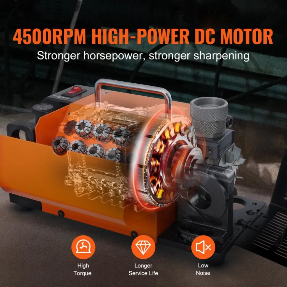 VEVOR Drill Bits Sharpener, 3-13mm Drill Bits Grinder Sharpener, Lip Relief Angle & 95°-135° Point Angle Adjustable Drill Bit Re-Sharpener, Portable Sharpening Machine with 11 Collets, CBN & SDC Wheel