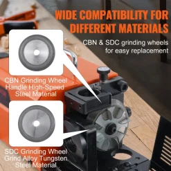 VEVOR Drill Bits Sharpener, 3-13mm Drill Bits Grinder Sharpener, Lip Relief Angle & 95°-135° Point Angle Adjustable Drill Bit Re-Sharpener, Portable Sharpening Machine with 11 Collets, CBN & SDC Wheel
