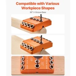 VEVOR Drill Guide, 30/ 45/ 90 Degree Angle 4 Sizes Portable Precision Drilling Guide Jig, for Drilling Angled or Horizontal Holes, Aluminum Alloy, for Deck Cable Railing Wood Post Stair Handrail