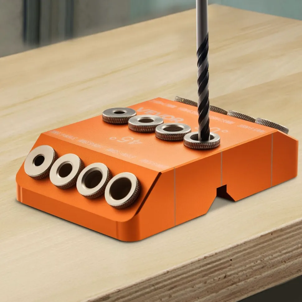 VEVOR Drill Guide, 30/ 45/ 90 Degree Angle 4 Sizes Portable Precision Drilling Guide Jig, for Drilling Angled or Horizontal Holes, Aluminum Alloy, for Deck Cable Railing Wood Post Stair Handrail