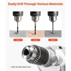 VEVOR Drill Mixer, 5/8 inch Corded Electric Drill Mixer Set, 0-750RPM 5.63A Mixing Drills, Mixing Drills Machine with D-Handle for Drilling & Blending, Handheld Cement Mixers for Fodder, Paint, Cement