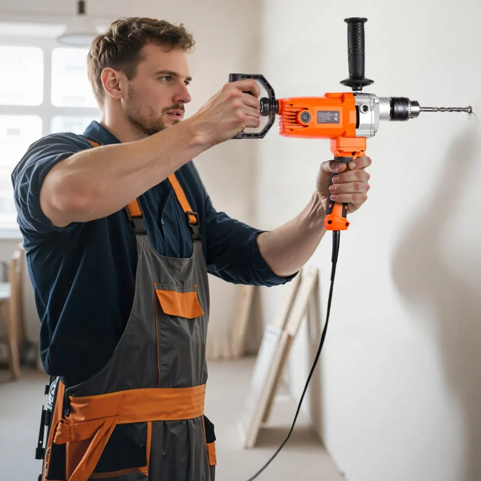 VEVOR Drill Mixer, 5/8 inch Corded Electric Drill Mixer Set, 0-750RPM 5.63A Mixing Drills, Mixing Drills Machine with D-Handle for Drilling & Blending, Handheld Cement Mixers for Fodder, Paint, Cement
