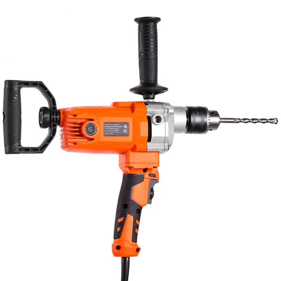 VEVOR Drill Mixer, 5/8 inch Corded Electric Drill Mixer Set, 0-750RPM 5.63A Mixing Drills, Mixing Drills Machine with D-Handle for Drilling & Blending, Handheld Cement Mixers for Fodder, Paint, Cement