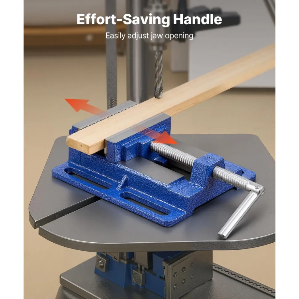 VEVOR Drill Press Vise, 4 Inch Jaw Width, Portable Bench Vise, Slotted Base for Easy Installation, Durable Cast Iron Construction, Workbench Vice, for Woodworking, Metalworking, Drilling, and Cutting