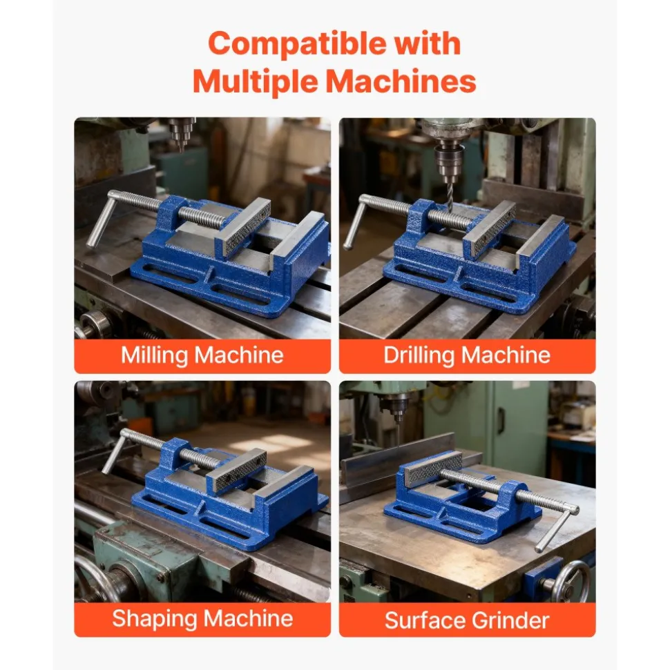 VEVOR Drill Press Vise, 4 Inch Jaw Width, Portable Bench Vise, Slotted Base for Easy Installation, Durable Cast Iron Construction, Workbench Vice, for Woodworking, Metalworking, Drilling, and Cutting