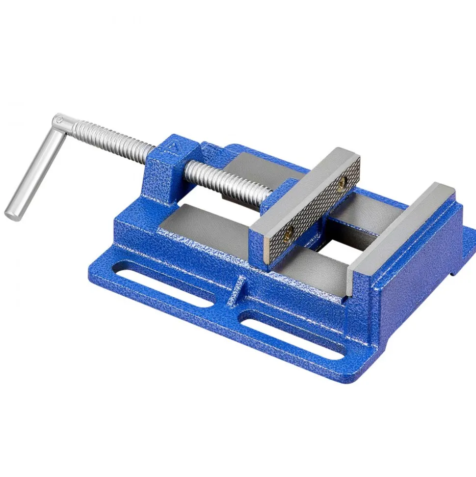 VEVOR Drill Press Vise, 6 Inch Jaw Width, Portable Bench Vise, Slotted Base for Easy Installation, Durable Cast Iron Construction, Workbench Vice, for Woodworking, Metalworking, Drilling, and Cutting