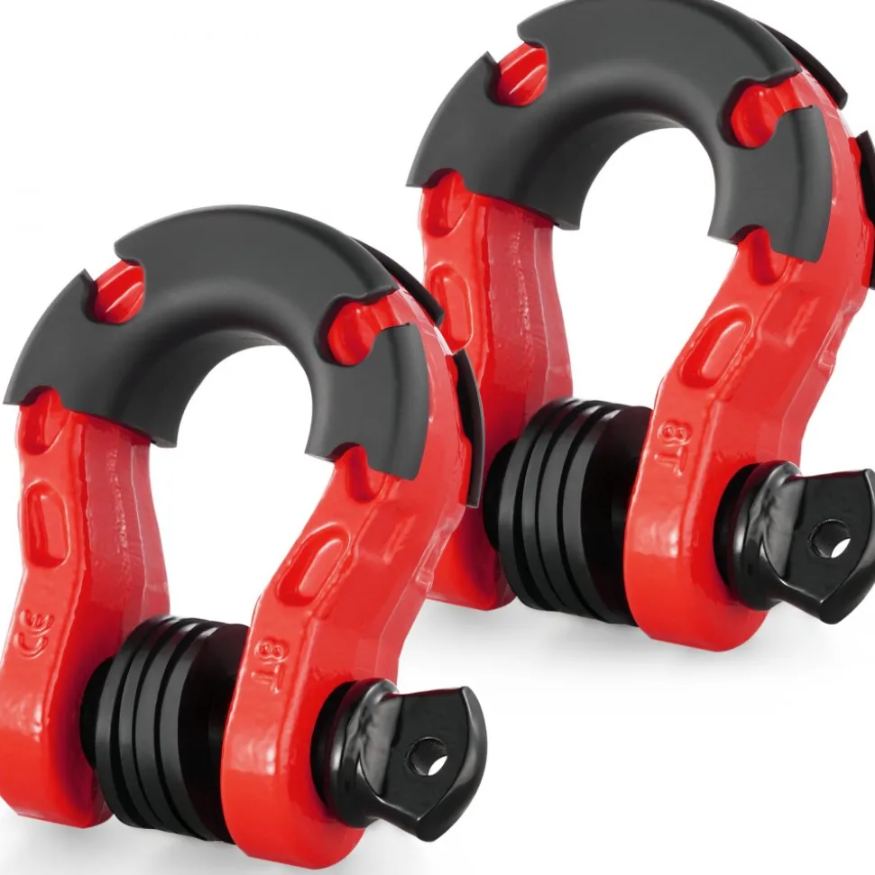 VEVOR 3/4" D-Ring Shackle, 2 Pack Alloy Steel Shackles 66139 lbs (30 Ton) Break Strength with 7/8" Screw Pin, Isolators & Washers, Heavy Duty Off Road Vehicle Recovery Shackle for Jeep Truck, Red