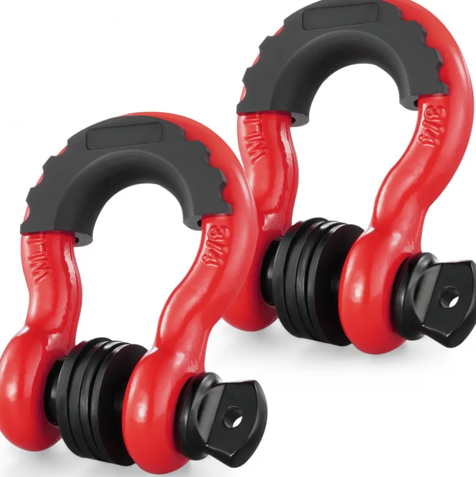 VEVOR 3/4" D-Ring Shackle, 2 Pack Alloy Steel Shackles 62832 lbs (28.5 Ton) Break Strength with 7/8" Screw Pin, Isolators & Washers, Heavy Duty Off Road Vehicle Recovery Shackle for Jeep Truck, Black
