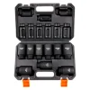 VEVOR 1/2" Drive Impact Socket Set, 9 Piece Deep Socket Set Metric 29-38mm, 6 Point Cr-Mo Alloy Steel for Auto Repair, Easy-to-Read Size Markings, Rugged Construction, Includes Storage Case