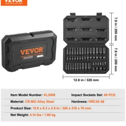 VEVOR Drive Impact Socket Set 1/4