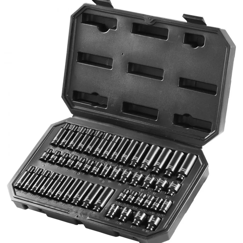 VEVOR Drive Impact Socket Set 1/4" - 14 Piece Deep Socket Set Metric 4-15mm - 6 Point Cr-Mo Alloy Steel for Auto Repair - Easy-to-Read Size Markings - Rugged Construction - Socket Organizer