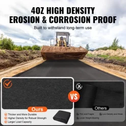 VEVOR Driveway Fabric, 15x20FT Non Woven Geotextile Fabric for Landscaping, Heavy Duty Garden Weed Barrier Fabric, 4OZ Landscape Fabric, French Drains Drainage Fabric, Ground Cover Weed Control Fabric