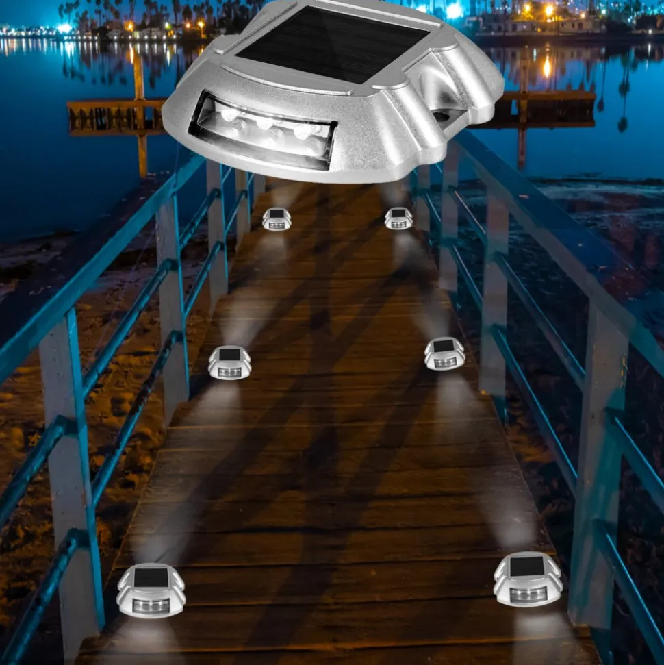 VEVOR Driveway Lights 24-Pack Solar Driveway Lights Bright White with Screw Solar Deck Lights Outdoor Waterproof Wireless Dock Lights 6 LEDs for Path Warning Garden Walkway Sidewalk Steps