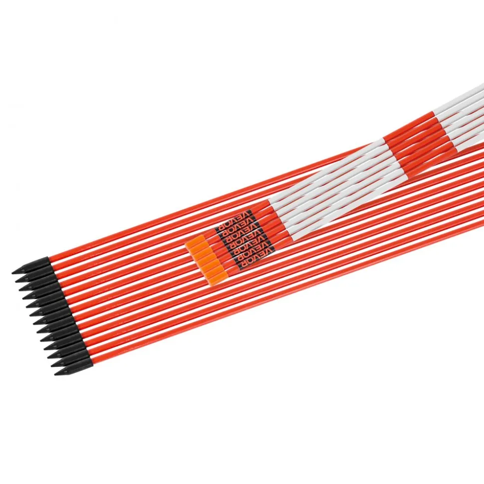 VEVOR Driveway Markers, 500Pcs 48 in Long 1/4 in Dia, Hi-Visibility Driveway Reflectors with 12 in Steel Drill Bits, Reflective Snow Sticks Fiberglass Pole for Parking Lots, Walkways, Snow Plowing
