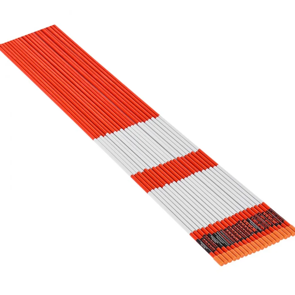 VEVOR Driveway Markers, 200Pcs 48 in Long 1/4 in Dia, Hi-Visibility Driveway Reflectors with 12 in Steel Drill Bits, Reflective Snow Sticks Fiberglass Pole for Parking Lots, Walkways, Snow Plowing