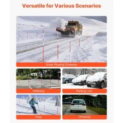 VEVOR Driveway Markers, 100 PCS 48 inch, 0.31 inch Diameter, Orange Fiberglass Poles Snow Stakes with Reflective Tape, 12