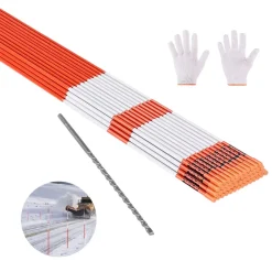 VEVOR Driveway Markers, 100 PCS 48 inch, 0.31 inch Diameter, Orange Fiberglass Poles Snow Stakes with Reflective Tape, 12