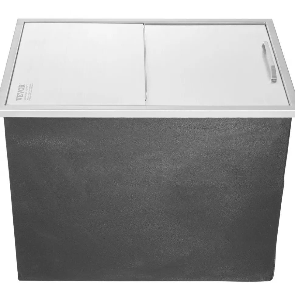 VEVOR Drop in Ice Chest, 20"L x 16"W x 13"H Stainless Steel Drop in Cooler, 44.7 Quart Commercial Ice Bin with Flip Lid for Outdoor Kitchen Patio Bar, Drain-pipe Set Included, for Cold Wine Beer