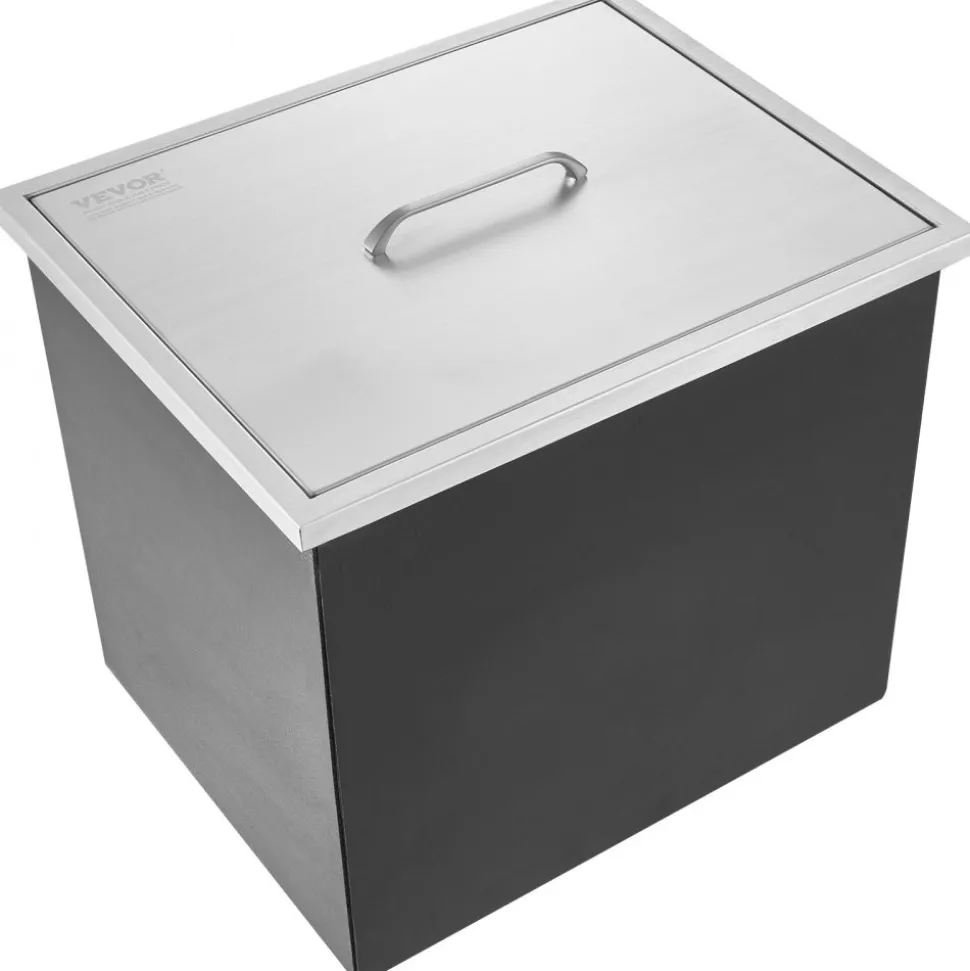VEVOR Drop in Ice Chest, 20"L x 14"W x 12"H Stainless Steel Ice Cooler, Commercial Ice Bin with Cover, 40 qt Outdoor Kitchen Ice Bar, Drain-pipe and Drain Plug Included, for Cold Wine Beer