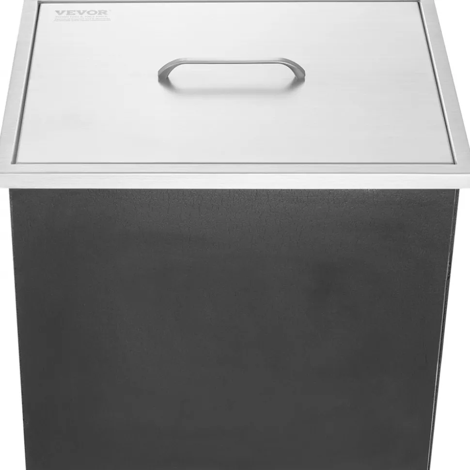 VEVOR Drop in Ice Chest, 20"L x 14"W x 12"H Stainless Steel Ice Cooler, Commercial Ice Bin with Cover, 40 qt Outdoor Kitchen Ice Bar, Drain-pipe and Drain Plug Included, for Cold Wine Beer