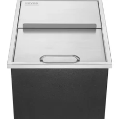 VEVOR Drop in Ice Chest, 24"L x 18"W x 13"H Stainless Steel Ice Cooler, Commercial Ice Bin with Sliding Cover, 40.9 qt Outdoor Kitchen Ice Bar, Drain-pipe and Drain Plug Included, for Cold Wine Beer